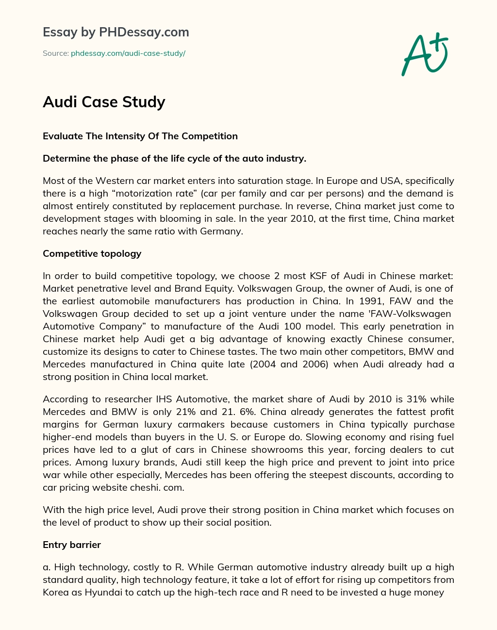 Audi Case Study essay