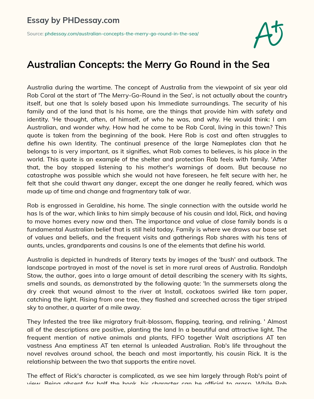 Australian Concepts: the Merry Go Round in the Sea essay