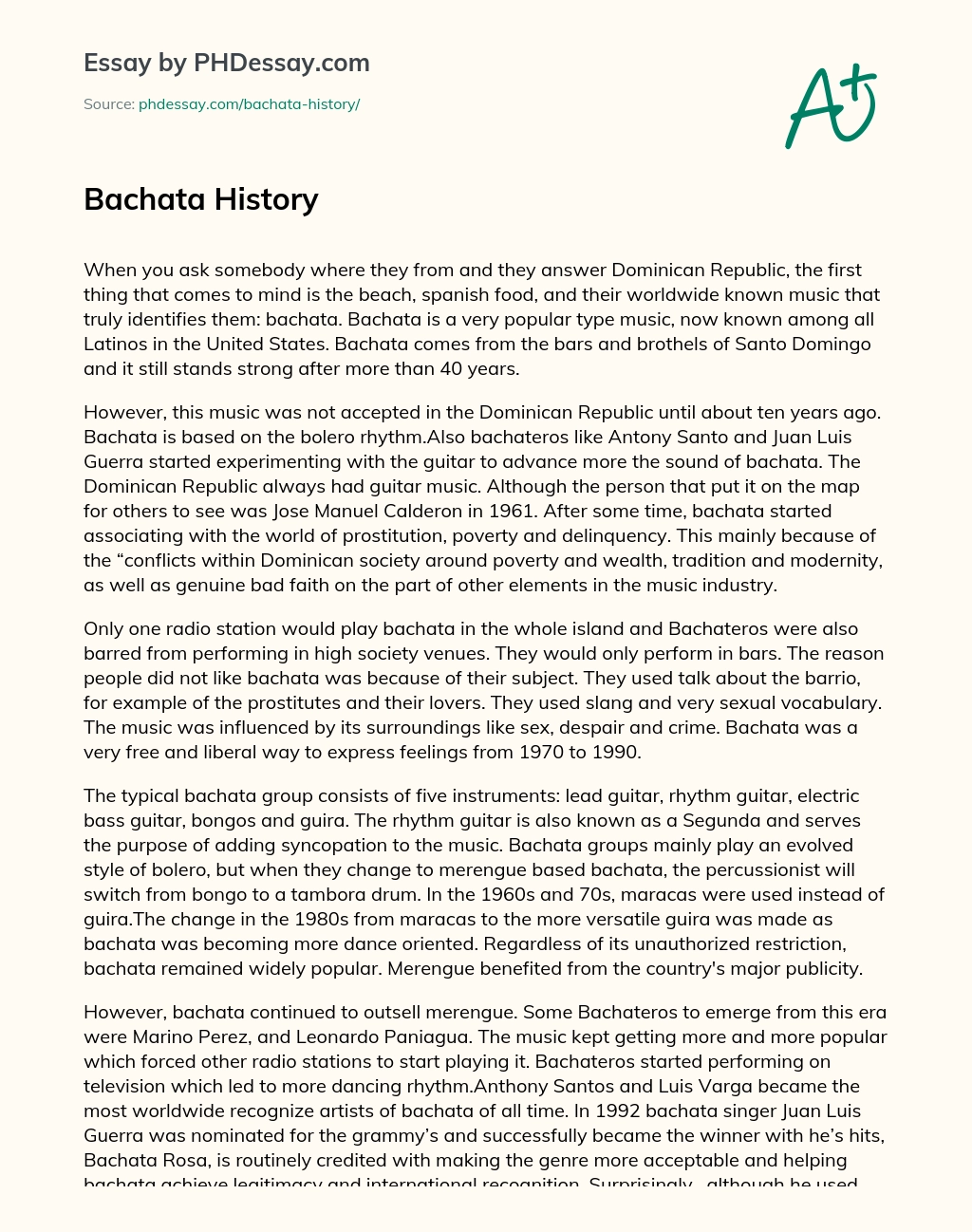 Bachata History essay