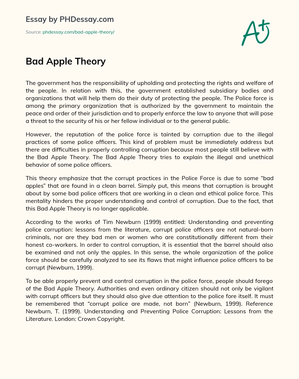Bad Apple Theory essay