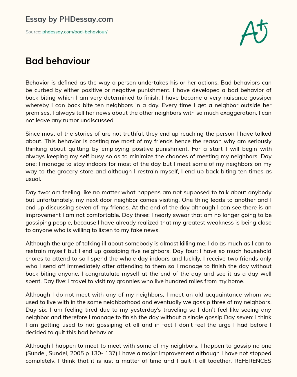 behaviour essay writing