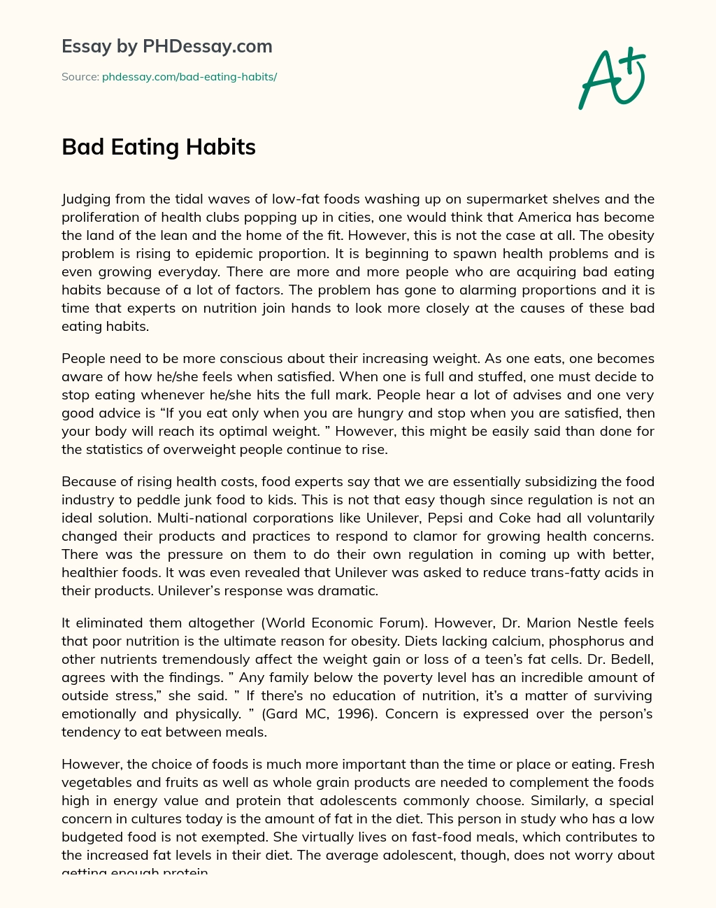 Bad Eating Habits essay