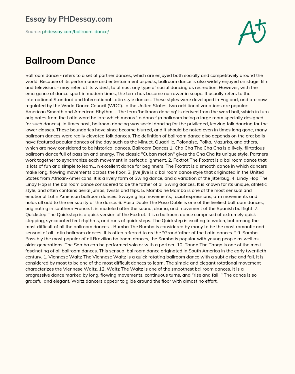 Ballroom Dance essay