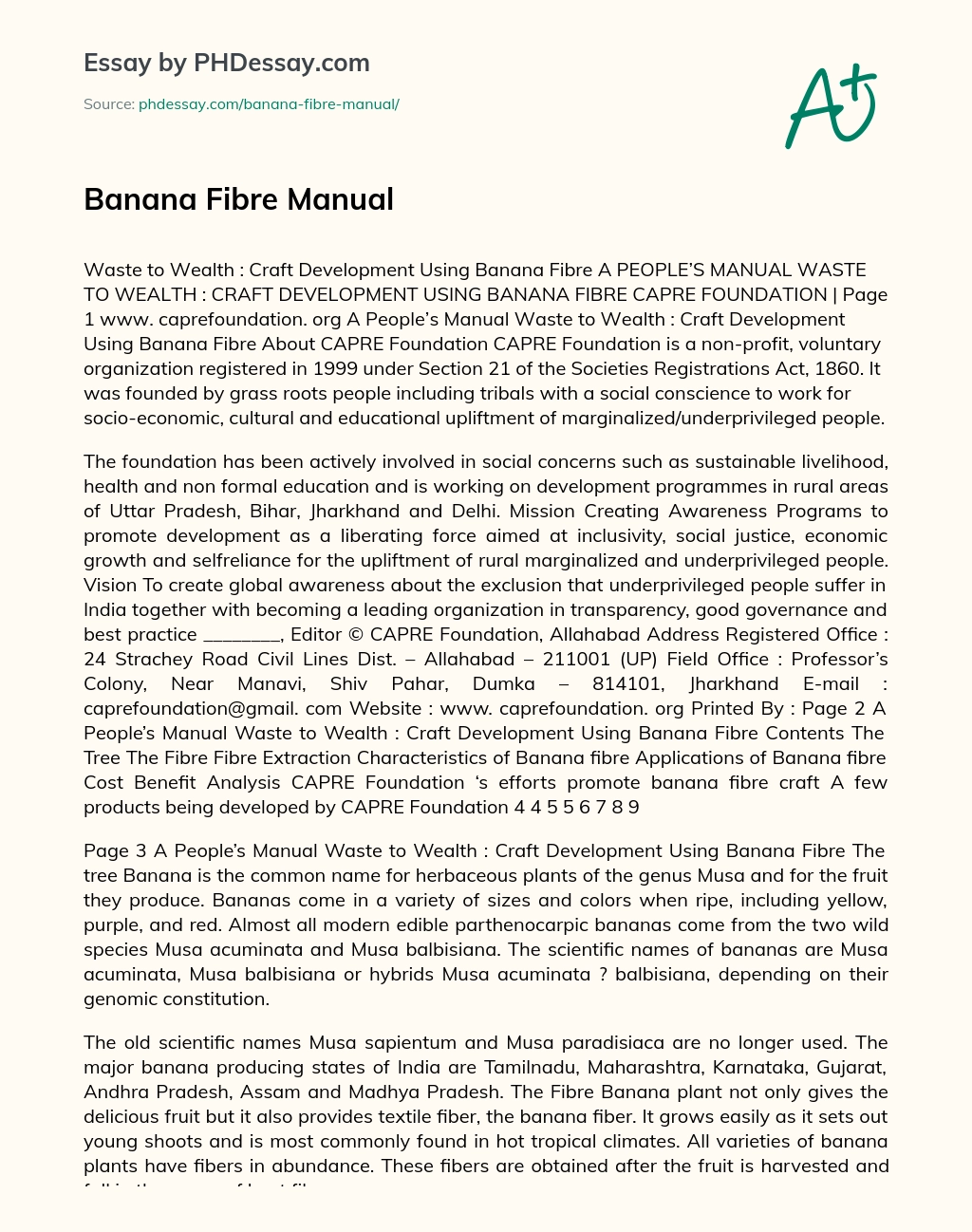 Banana Fibre Manual essay