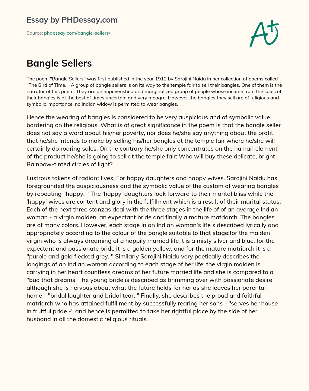 Bangle Sellers essay