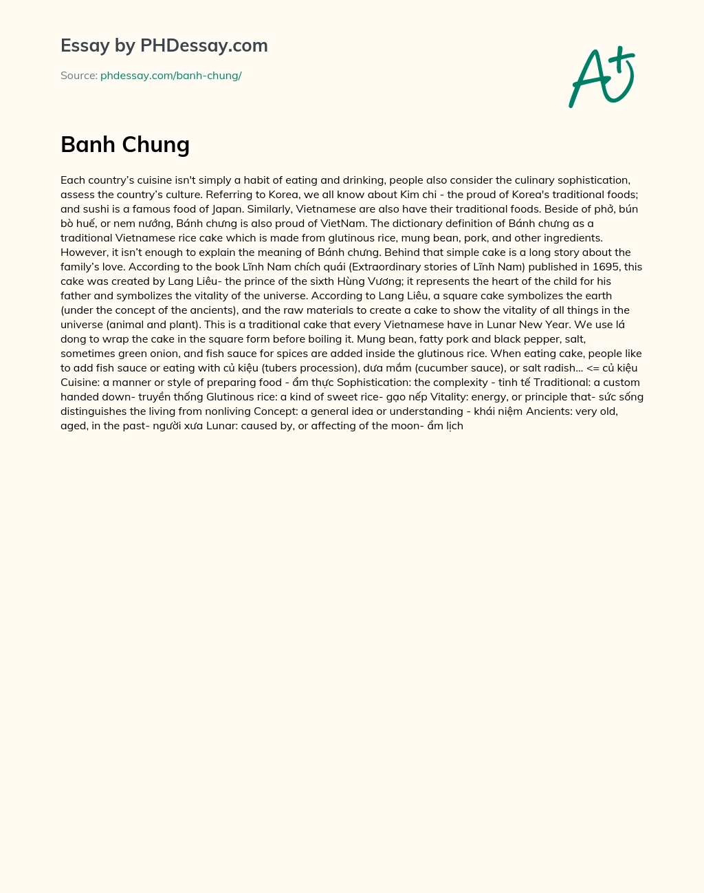 Banh Chung essay