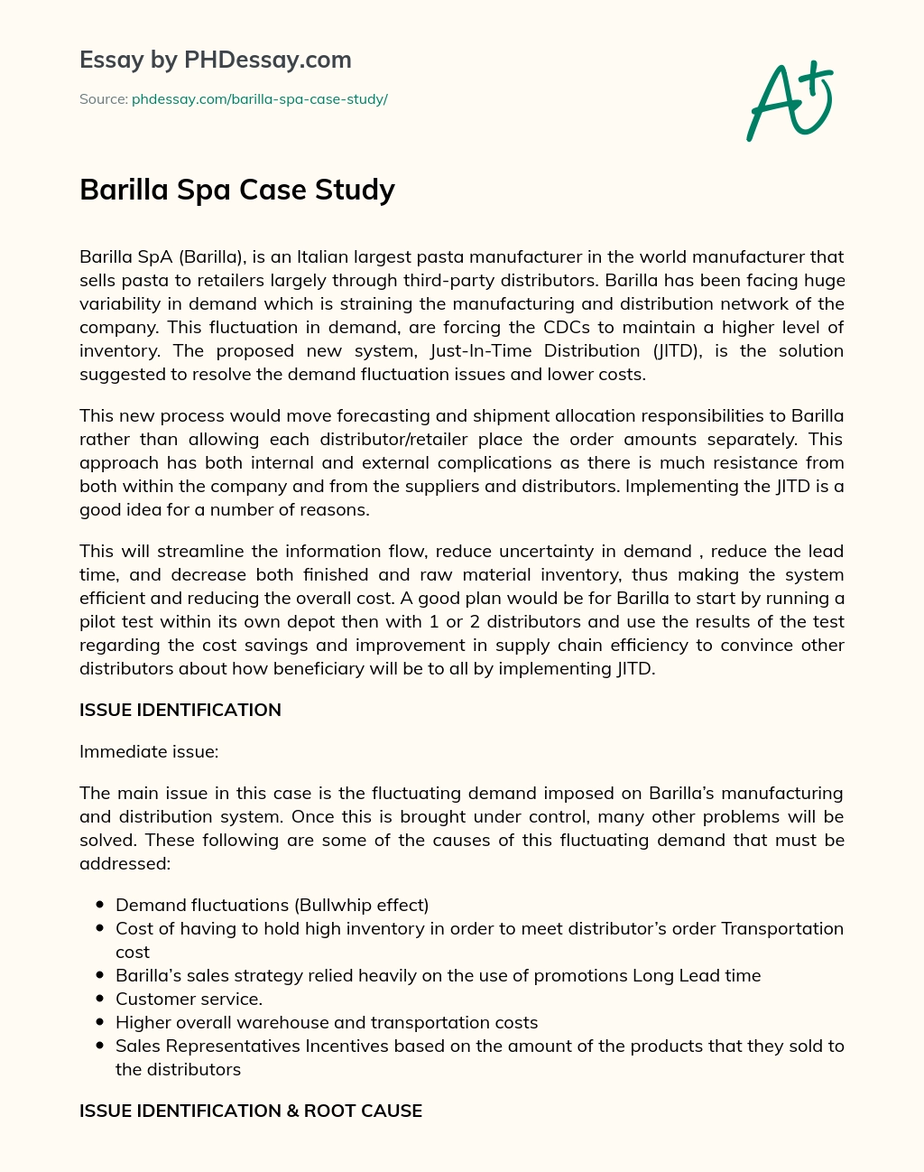 barilla spa case study questions