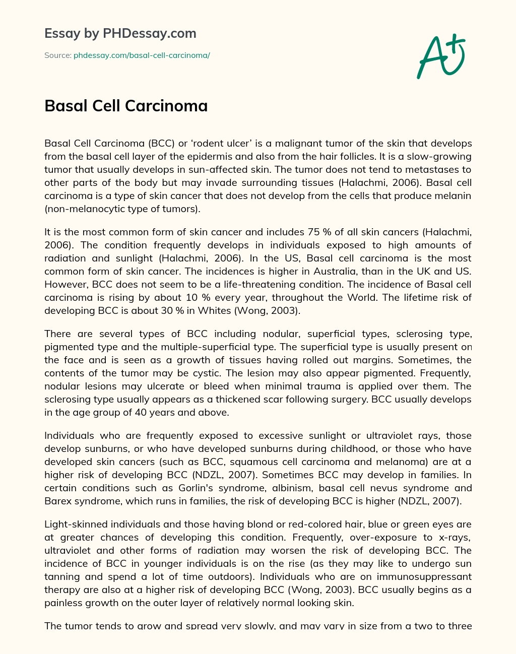 Basal Cell Carcinoma essay