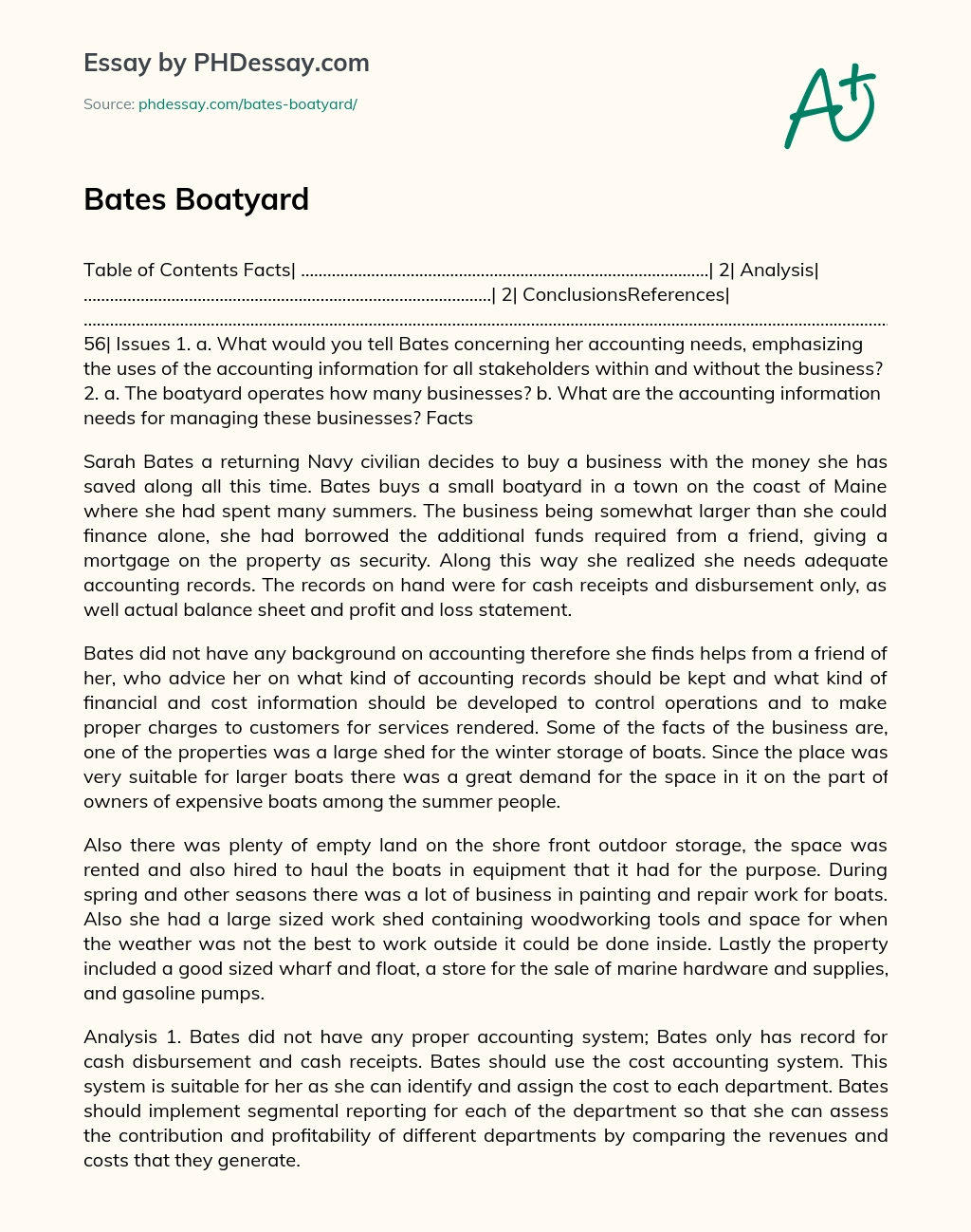 Bates Boatyard essay