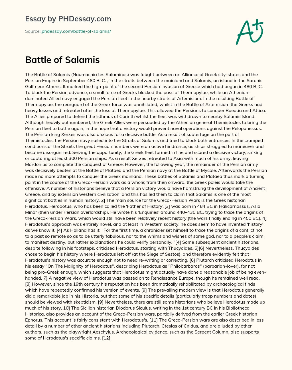 Battle of Salamis essay