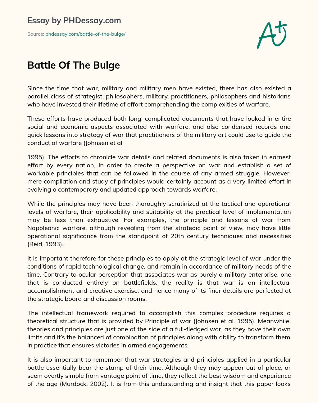 Реферат: The Battle Of The Buldge Essay Research