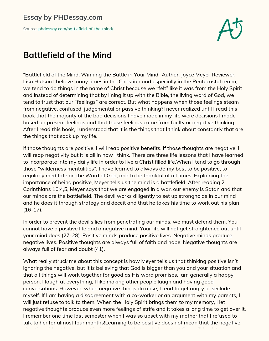 Battlefield of the Mind essay