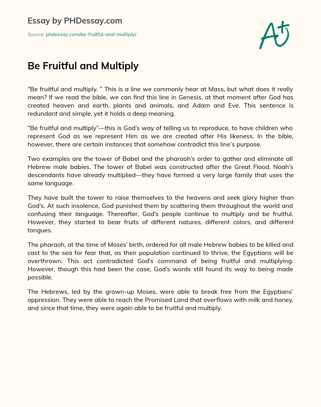 be fruitful and multiply meaning
