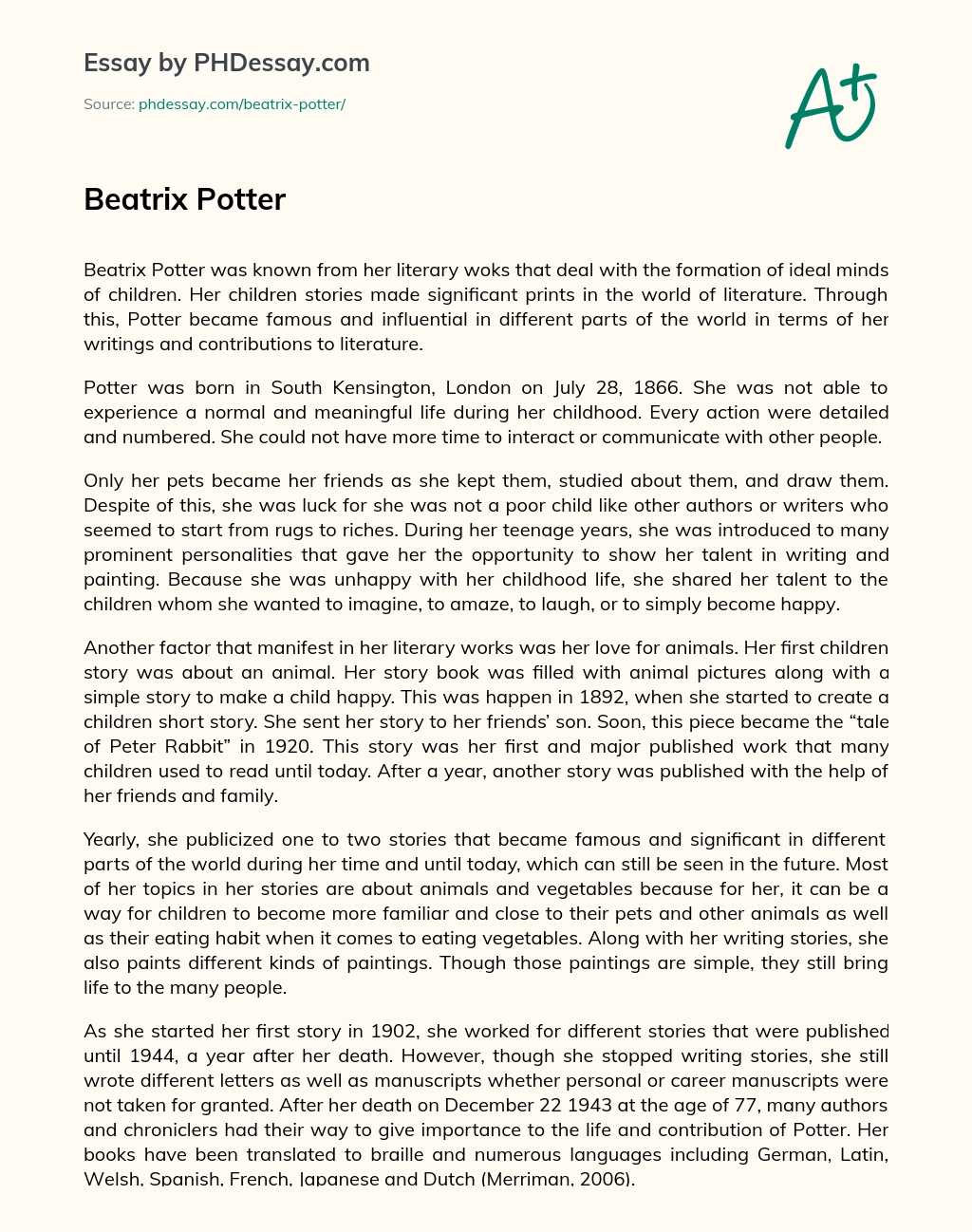 Beatrix Potter essay