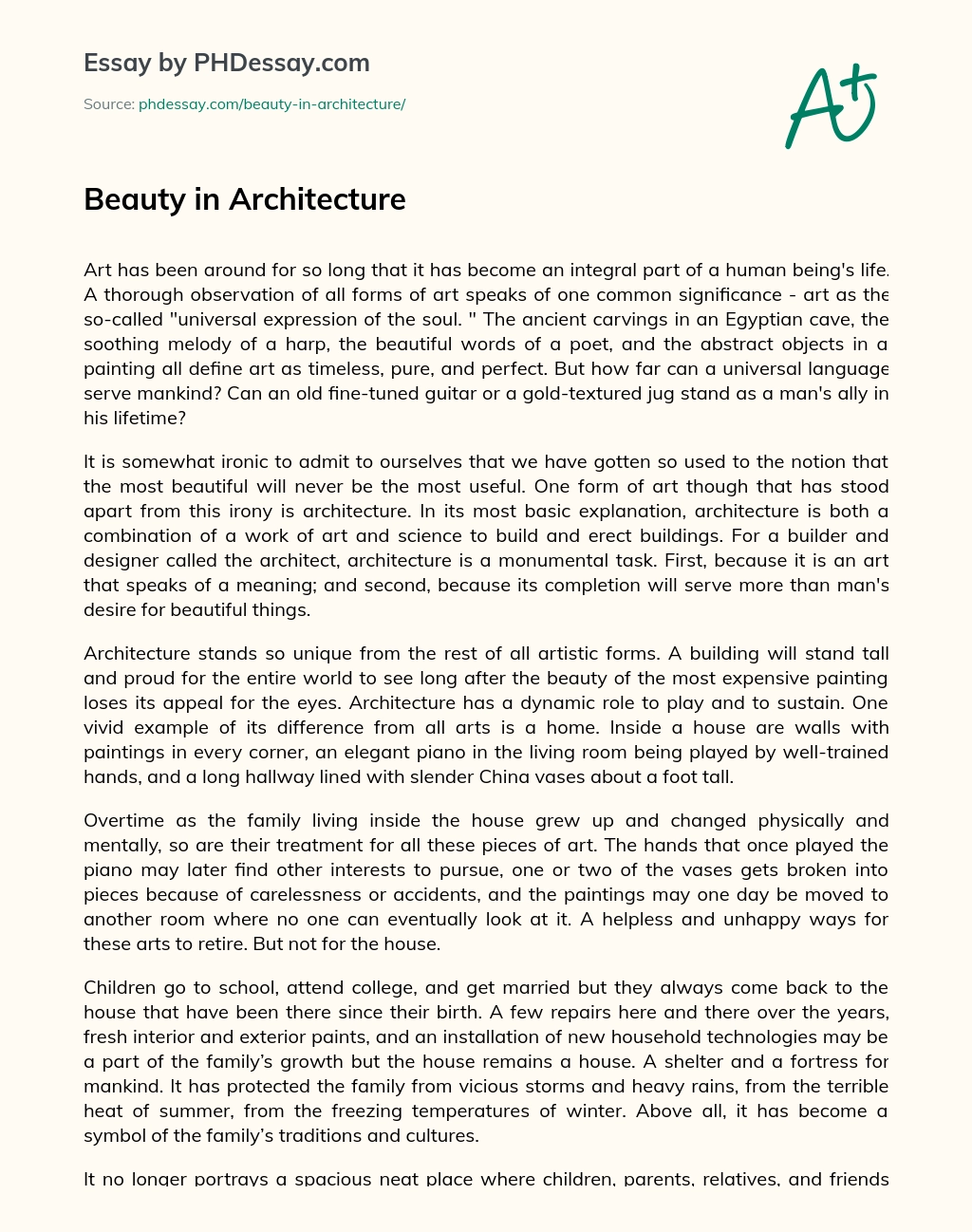 Beauty in Architecture essay