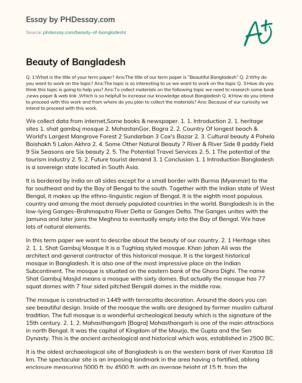 Beauty of Bangladesh essay