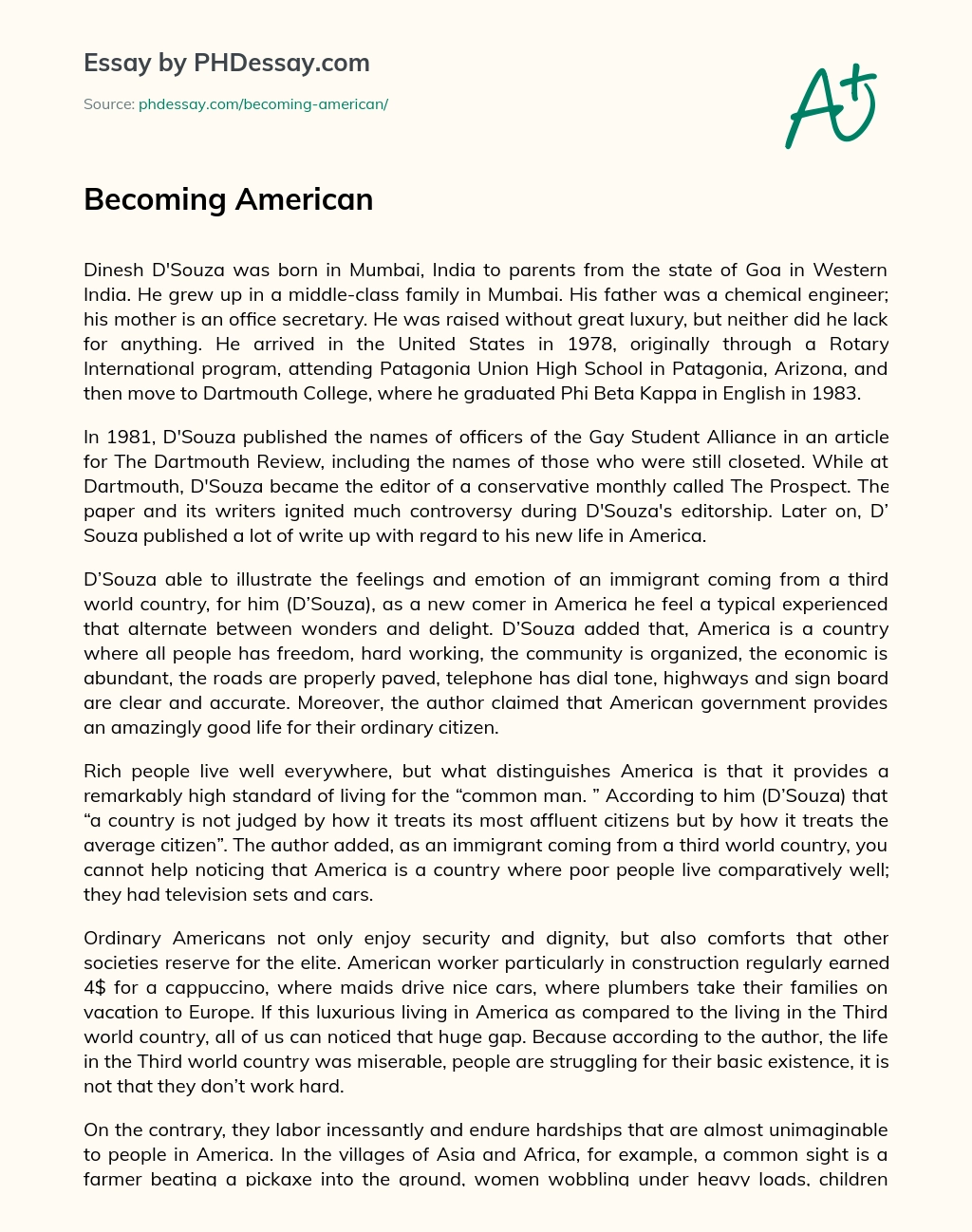 Becoming American essay