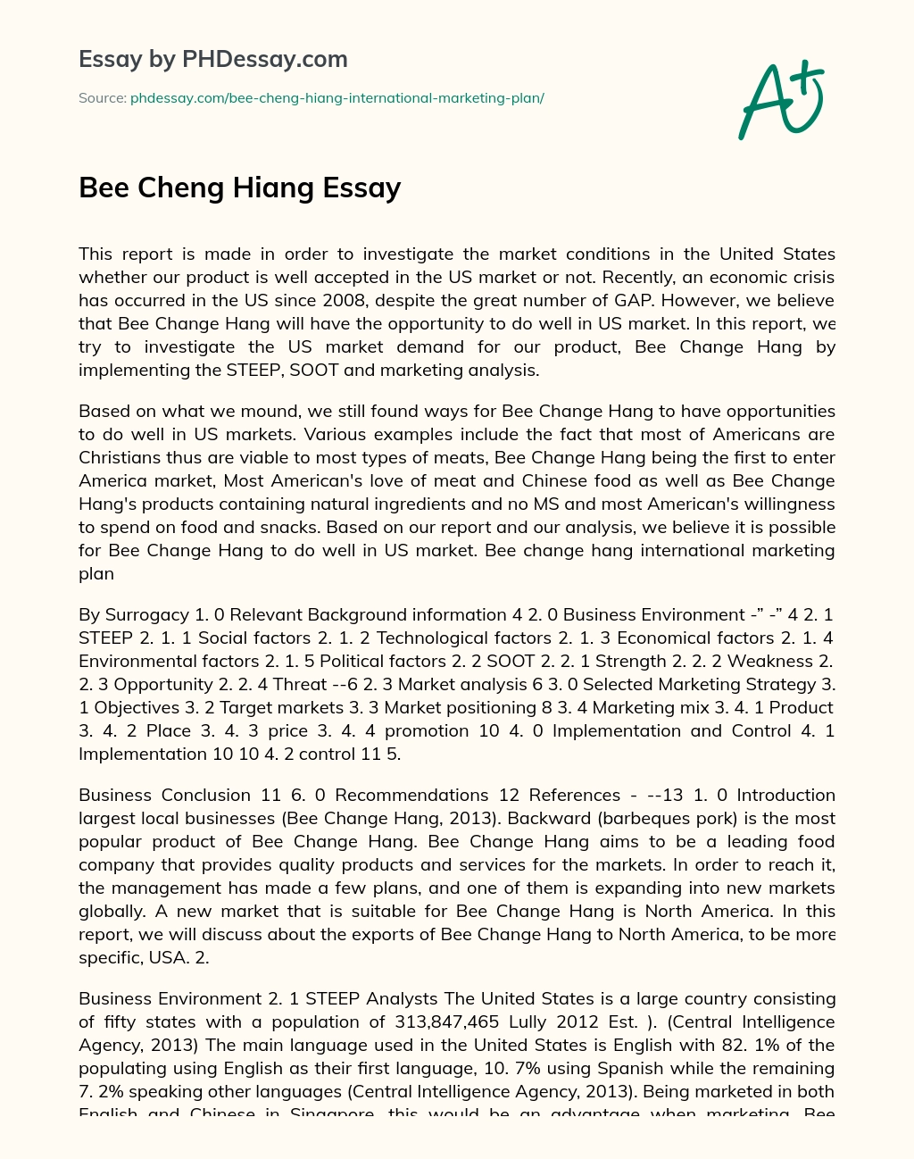 Bee Cheng Hiang Essay essay