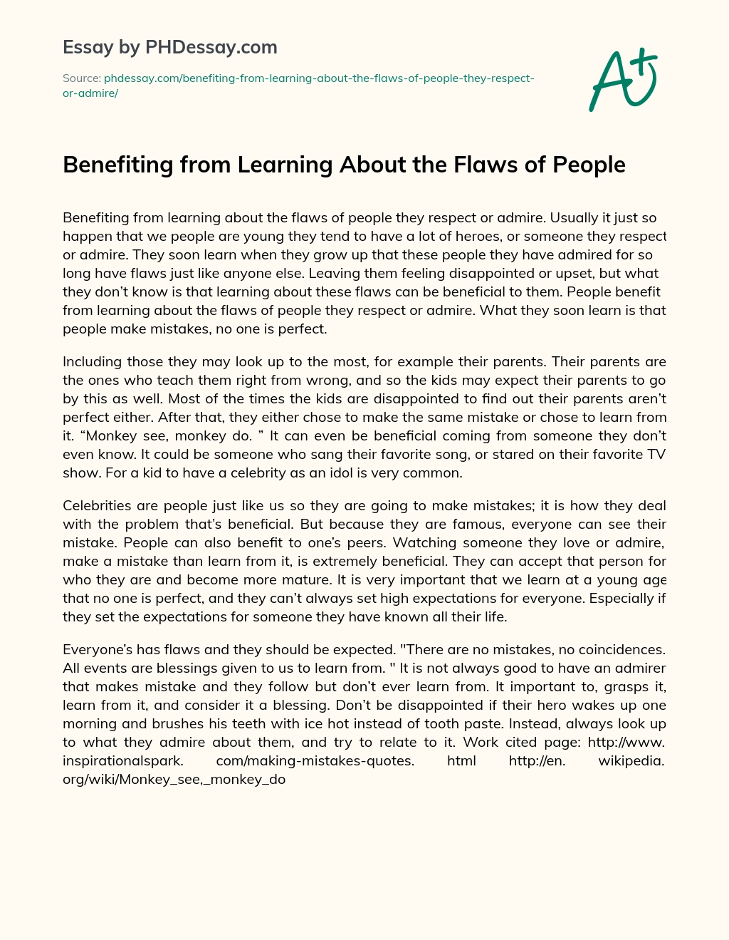 Benefiting from Learning About the Flaws of People essay