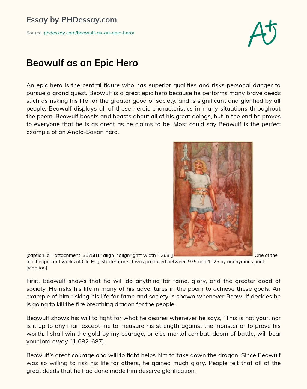 epic hero essay beowulf