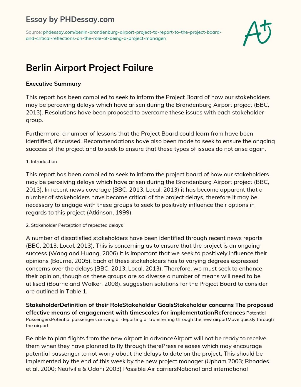 Berlin airport project failure essay