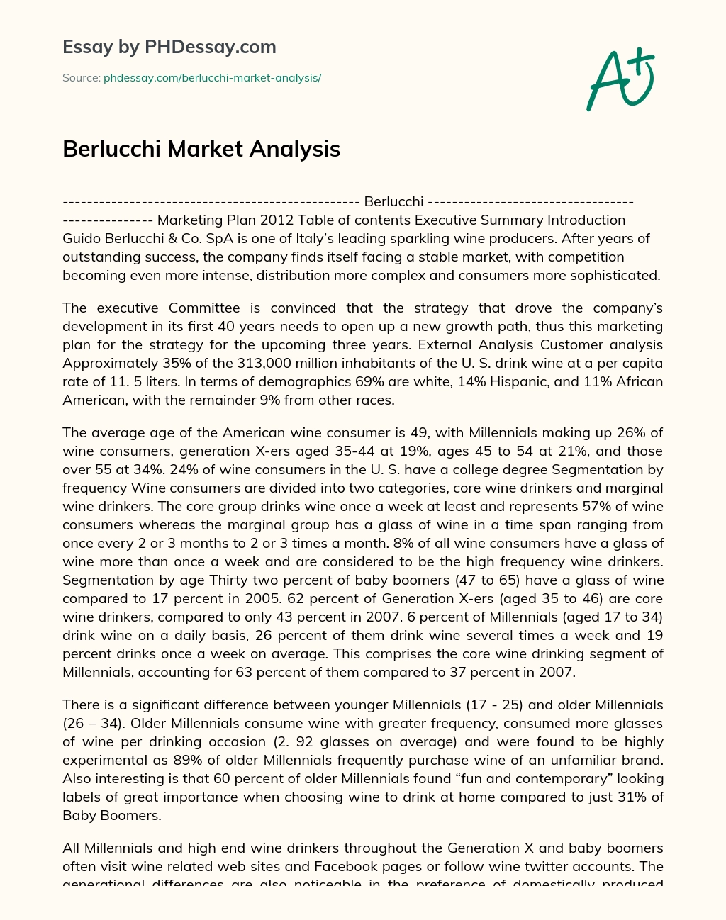 Berlucchi Market Analysis essay