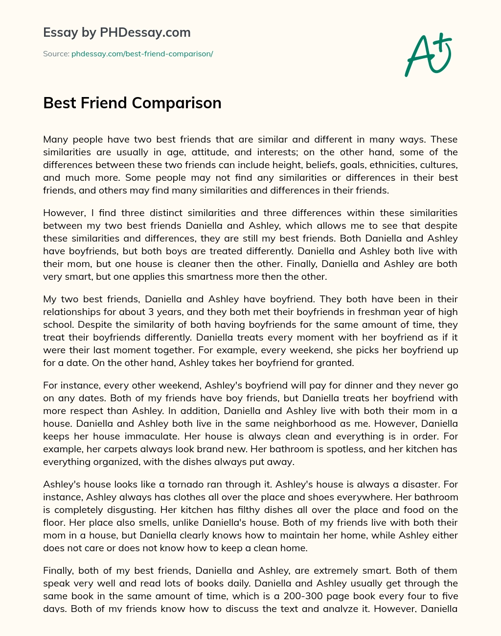 Best Friend Comparison essay