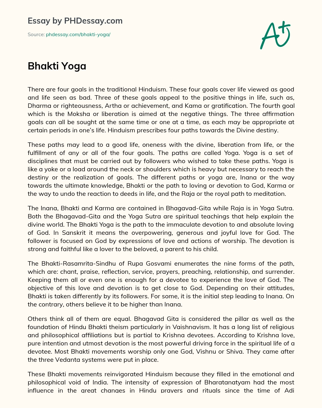 Bhakti Yoga essay