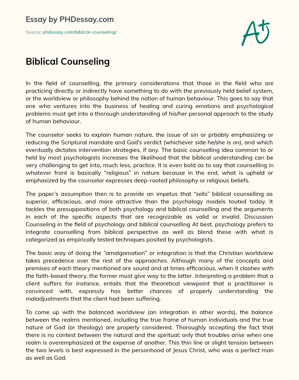 Biblical Counseling essay