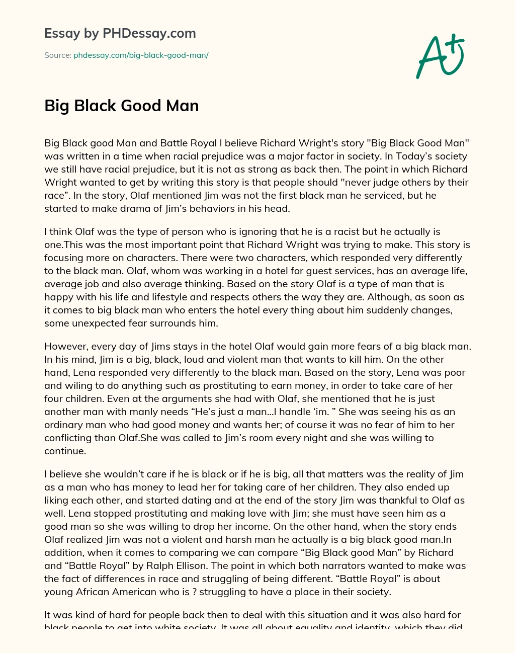 Big Black Good Man essay