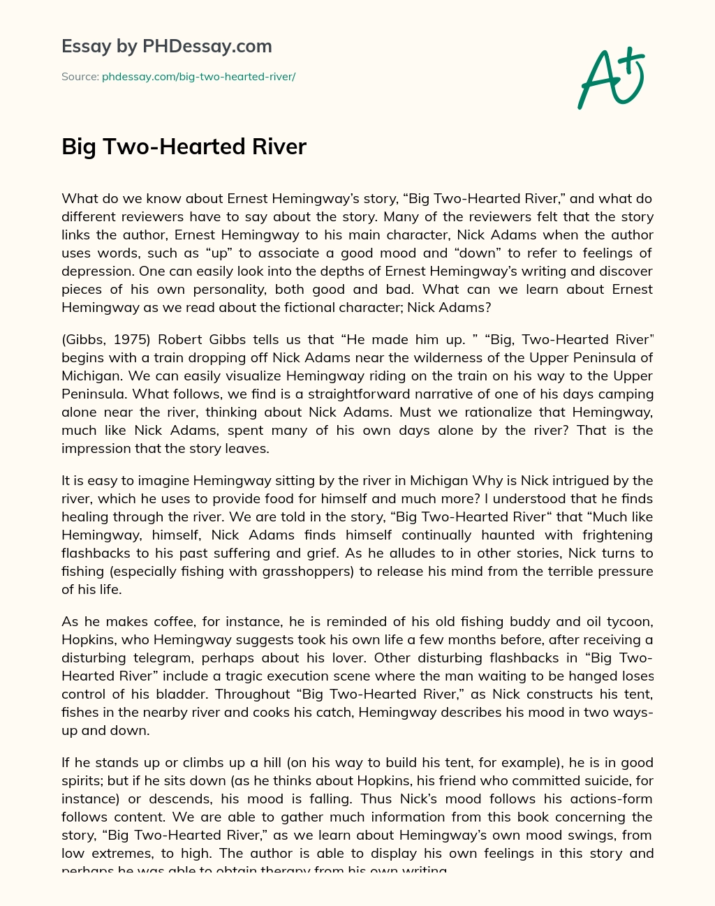 Big Two-Hearted River essay