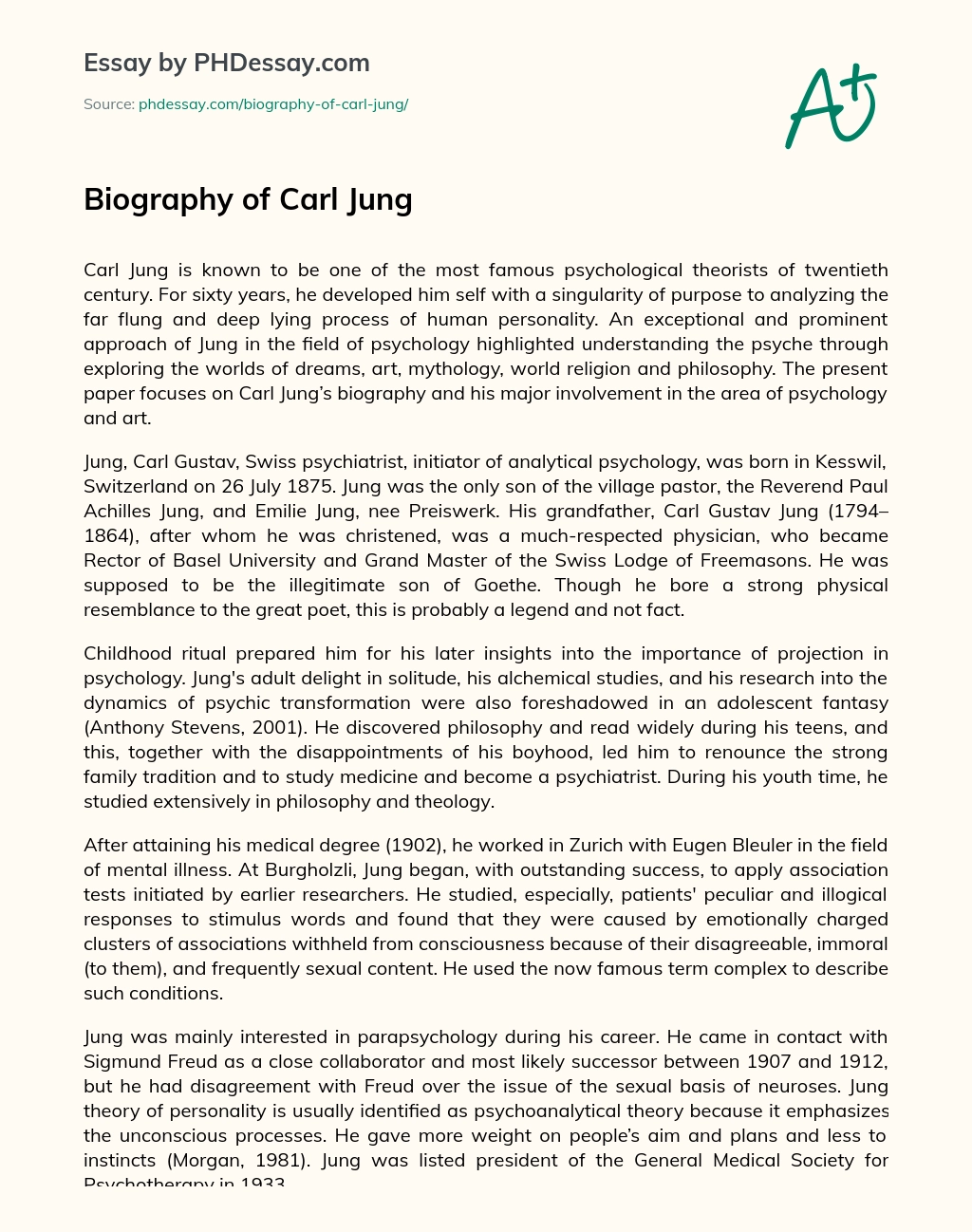 Реферат: Carl Gustav Jung Essay Research Paper Carl