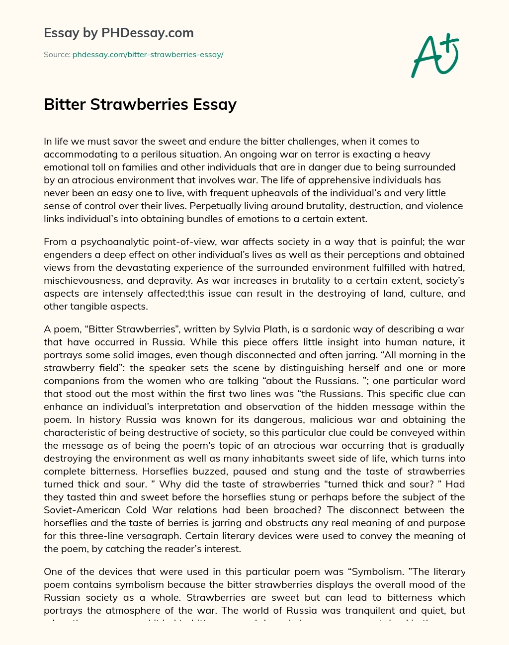 Bitter Strawberries Essay essay