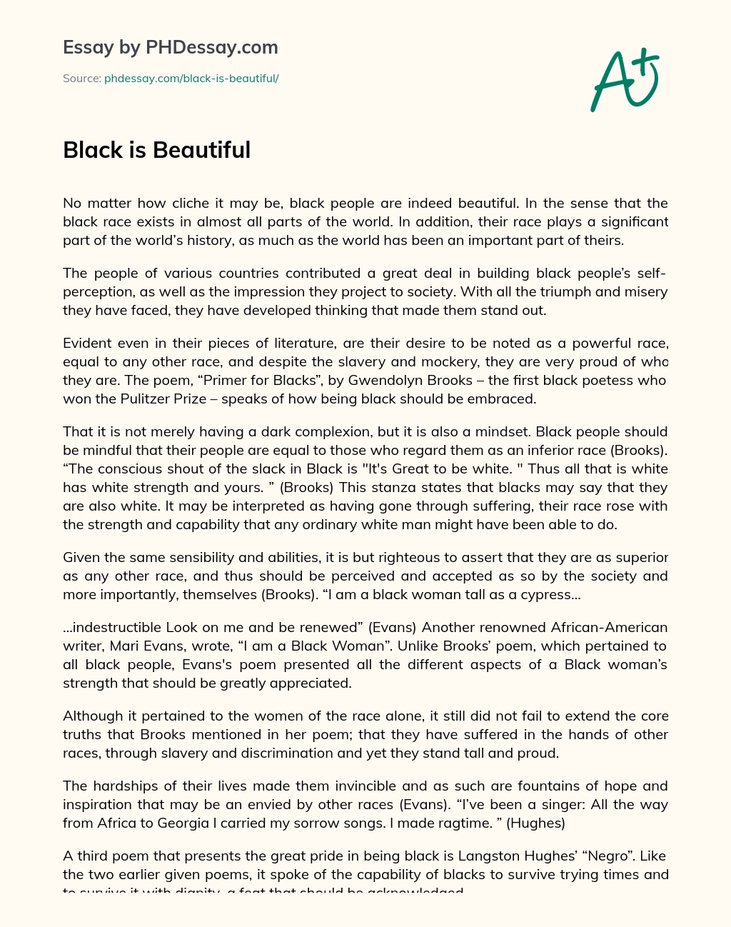 Black is Beautiful essay