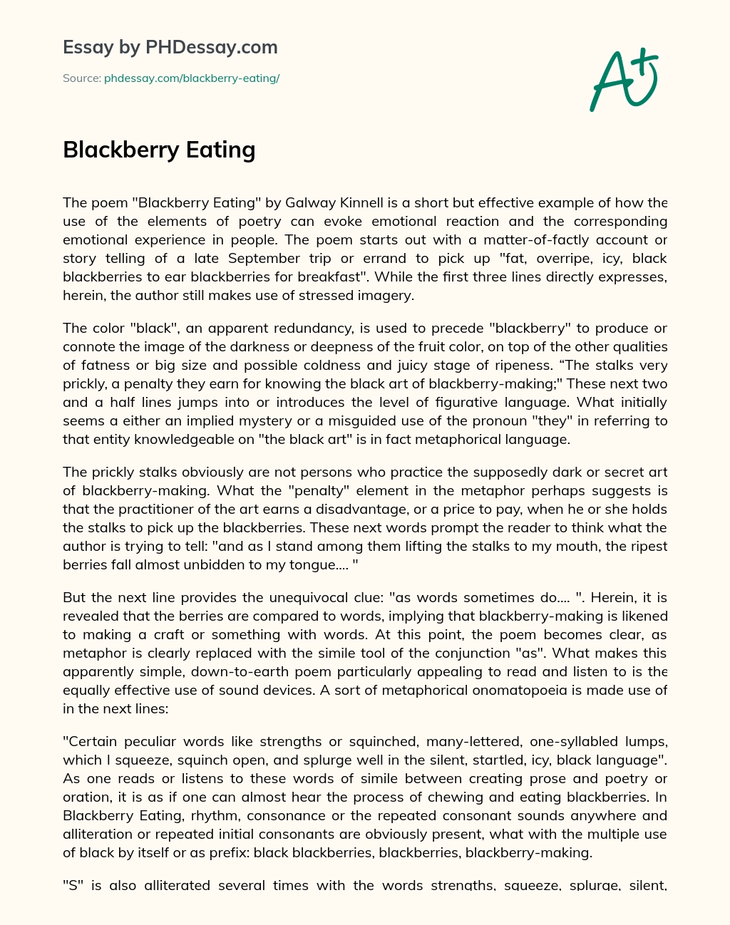 Blackberry Eating essay