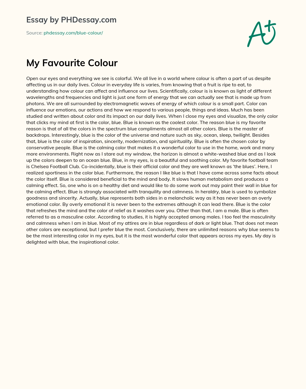 My Favourite Colour essay