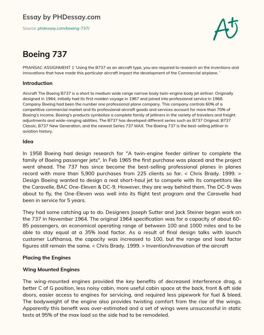 Boeing 737 essay
