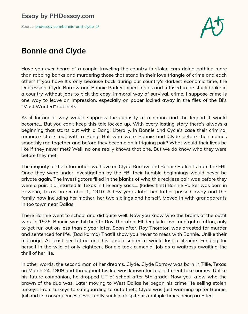Bonnie and Clyde essay