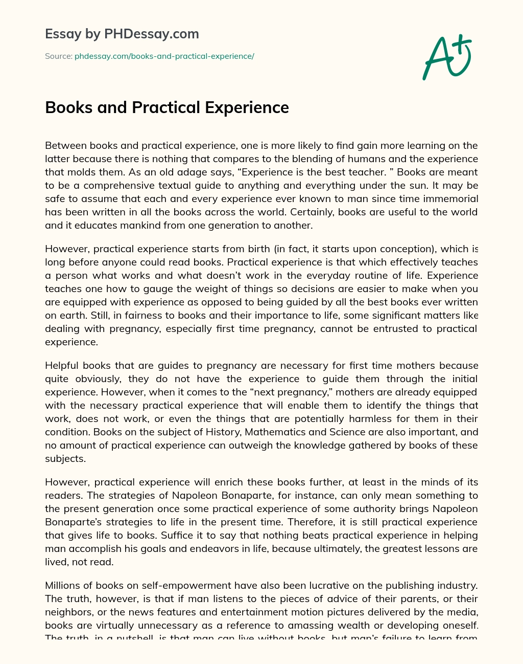 Books and Practical Experience essay