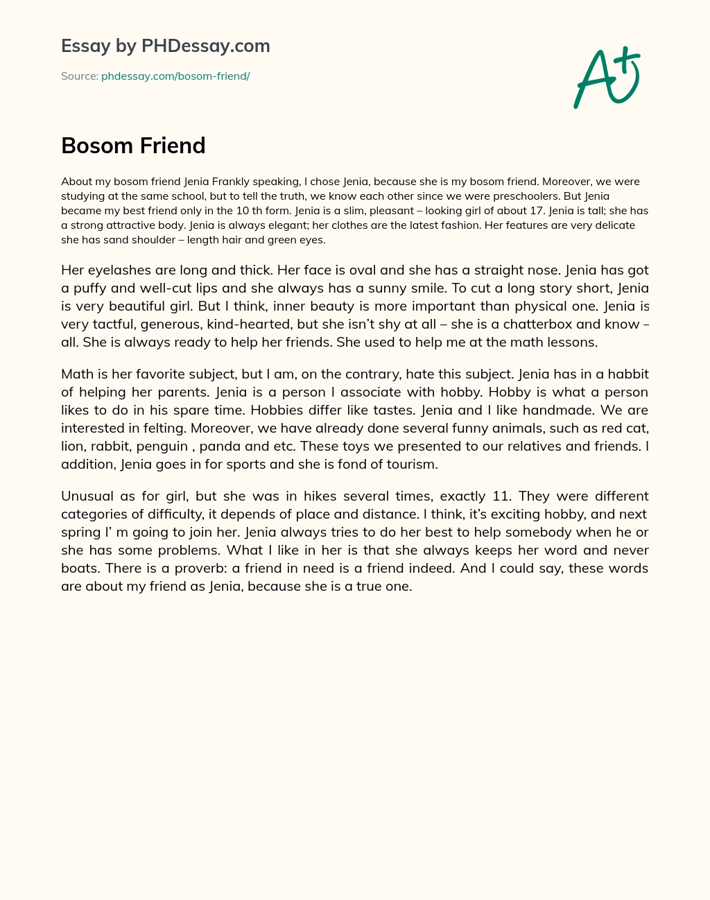 Bosom Friend essay