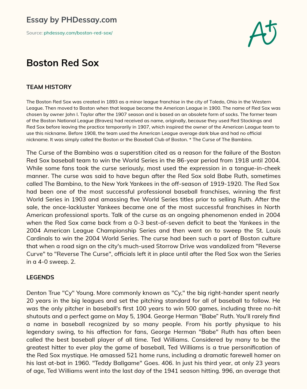 Boston Red Sox essay