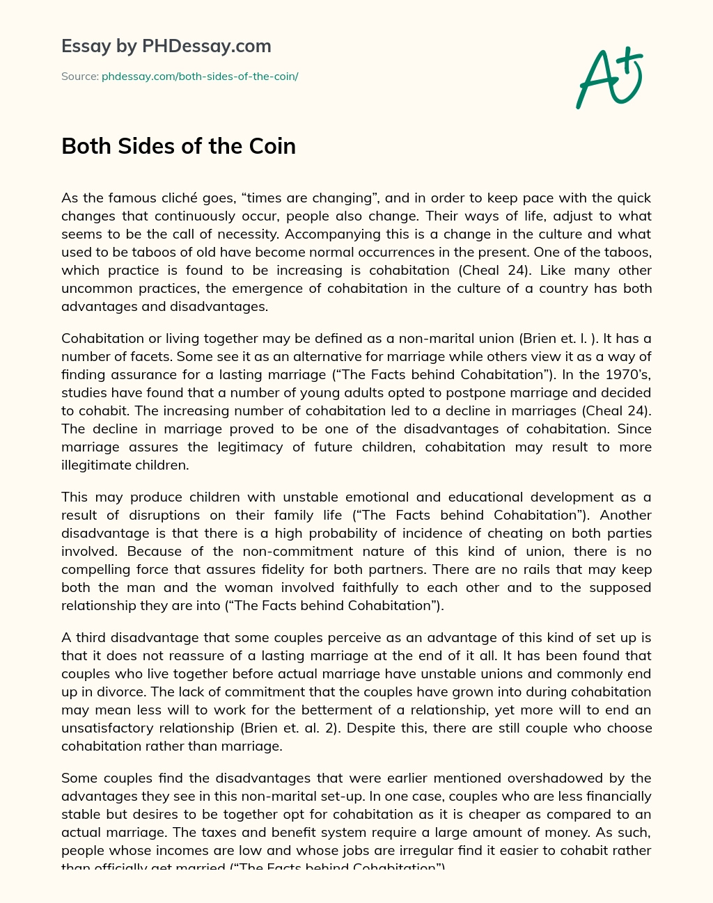 Both Sides of the Coin essay