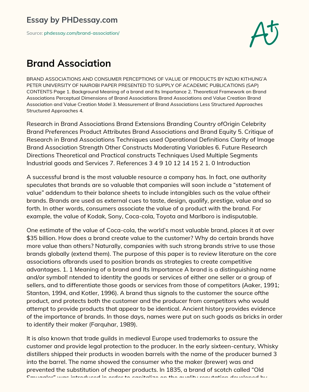 Brand Association essay