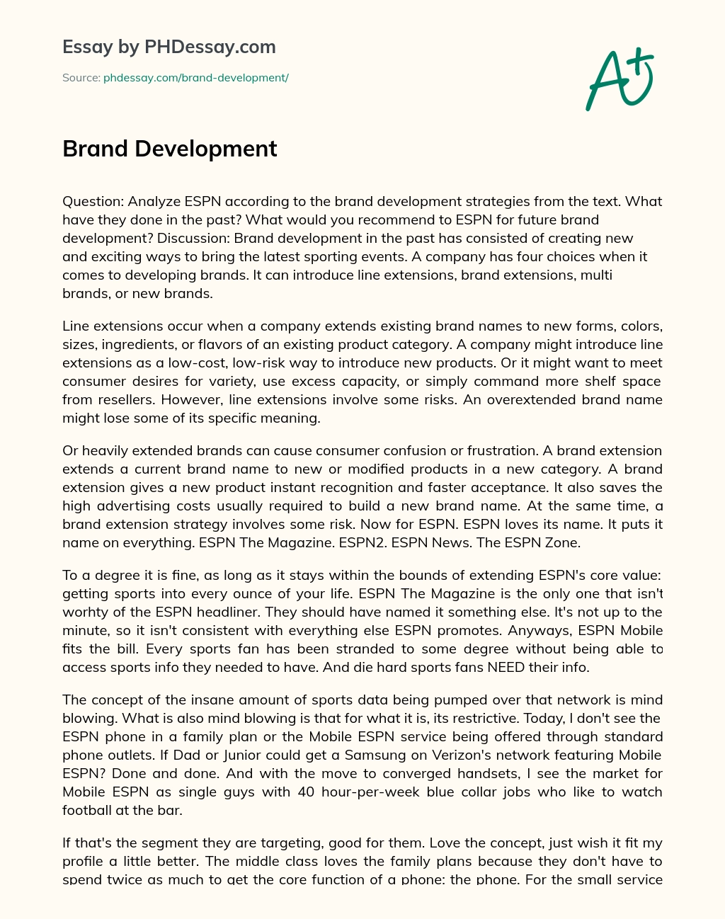 Brand Development essay