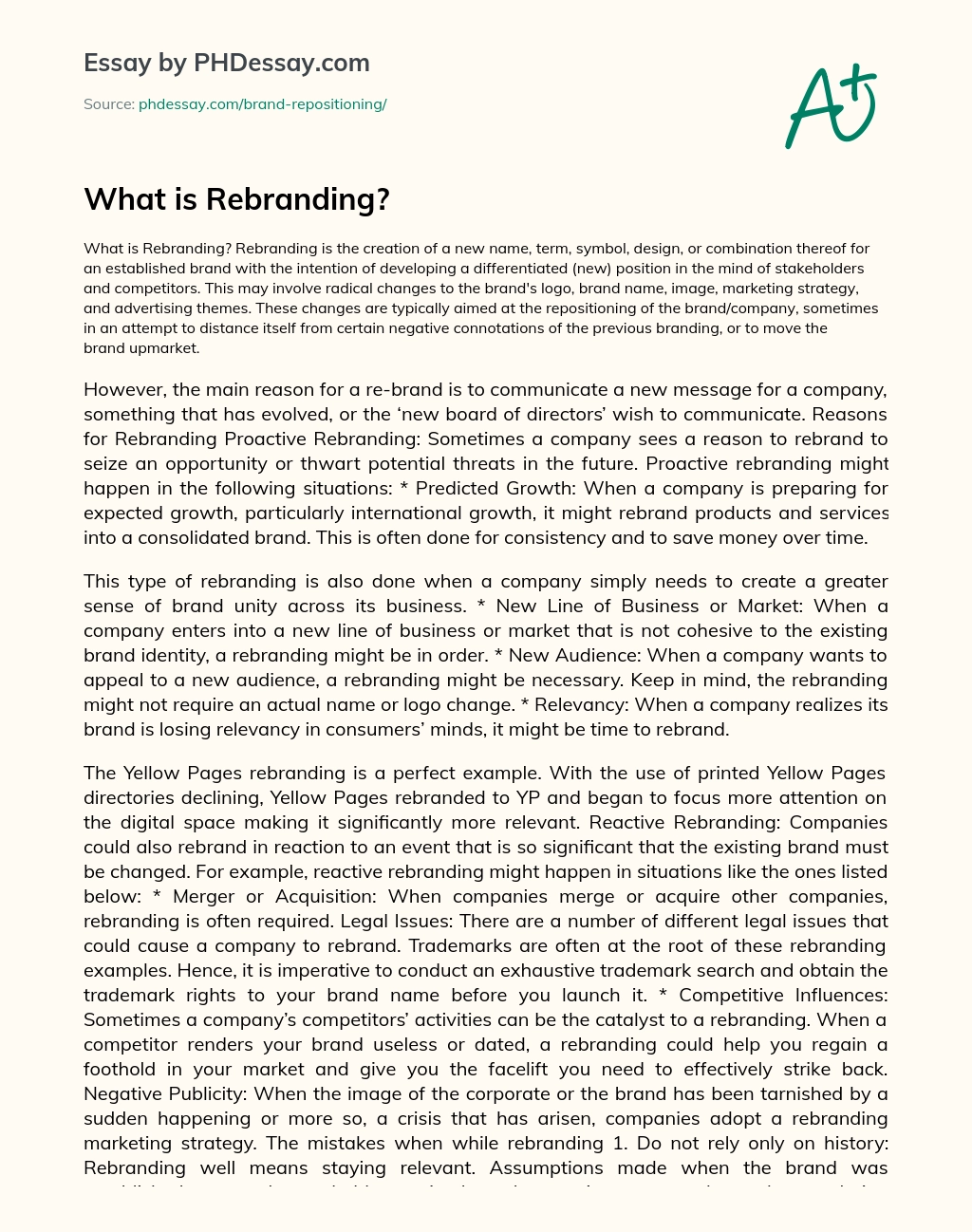 What is Rebranding? essay
