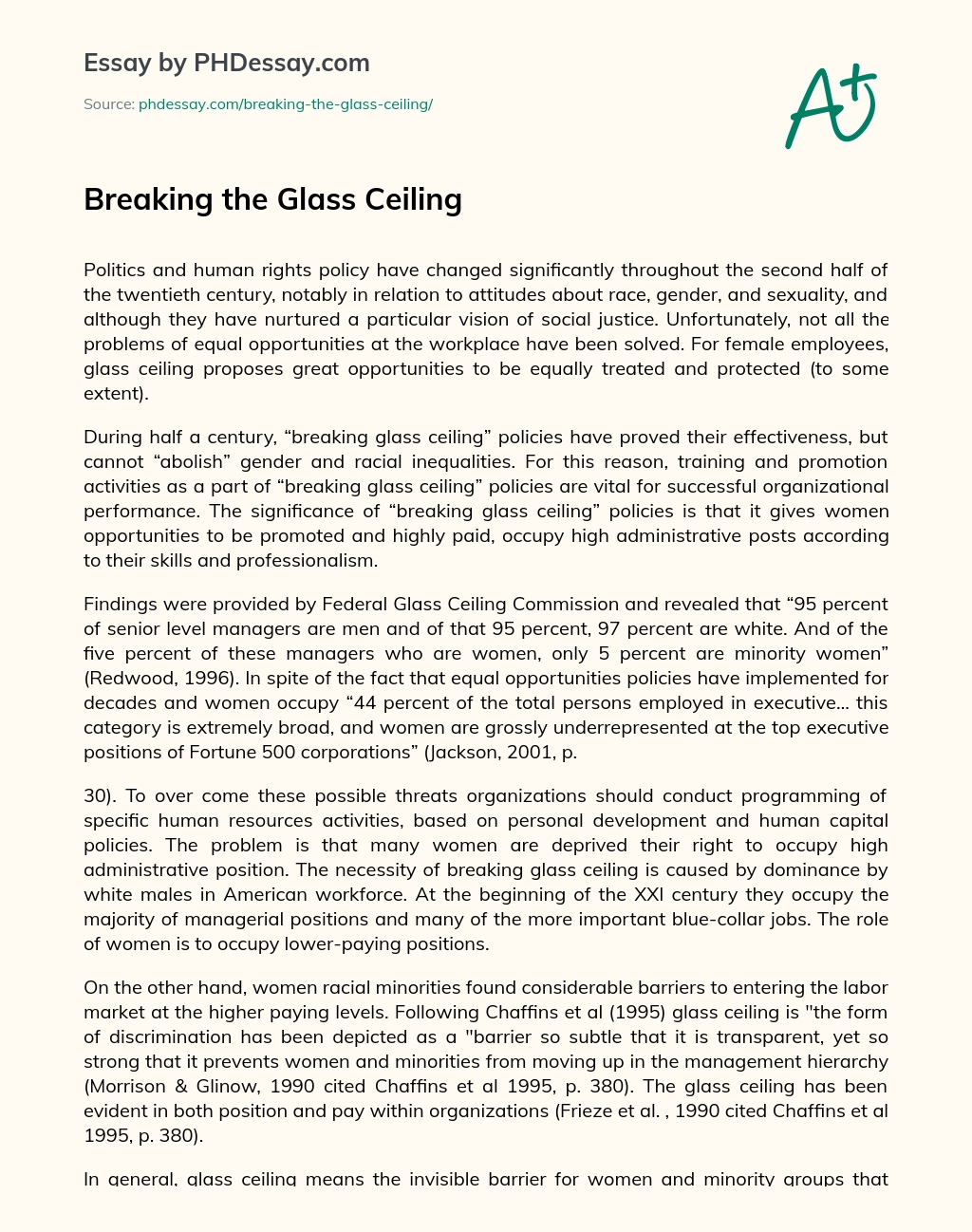 Breaking the Glass Ceiling essay