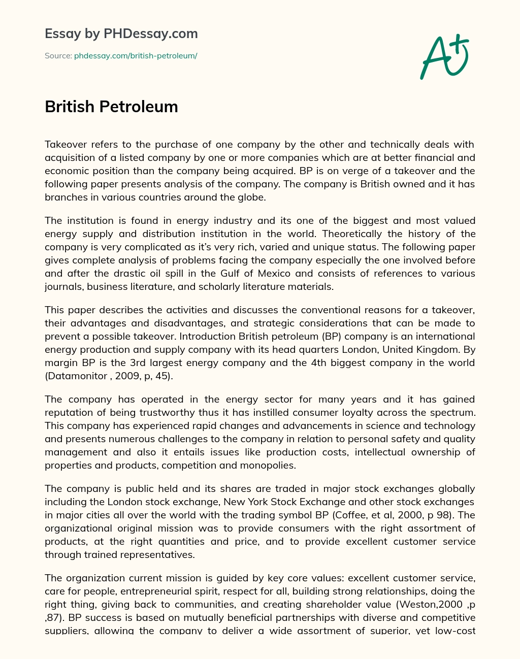 British Petroleum essay