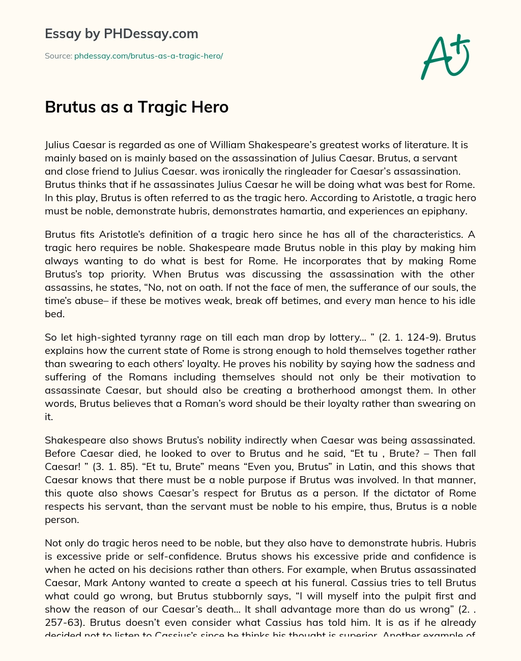 Brutus as a Tragic Hero essay