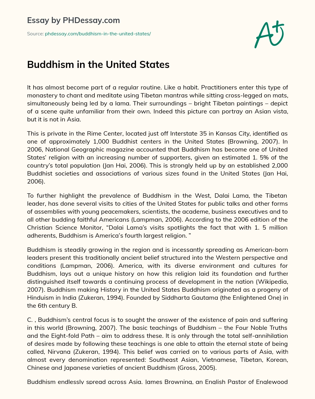 Buddhism in the United States essay