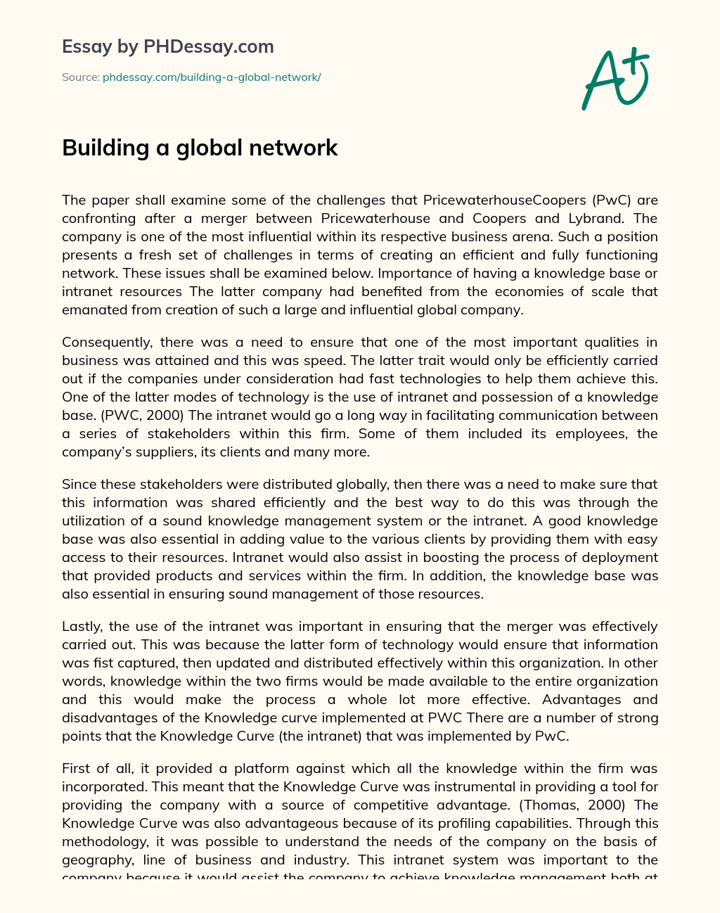 Building a global network essay
